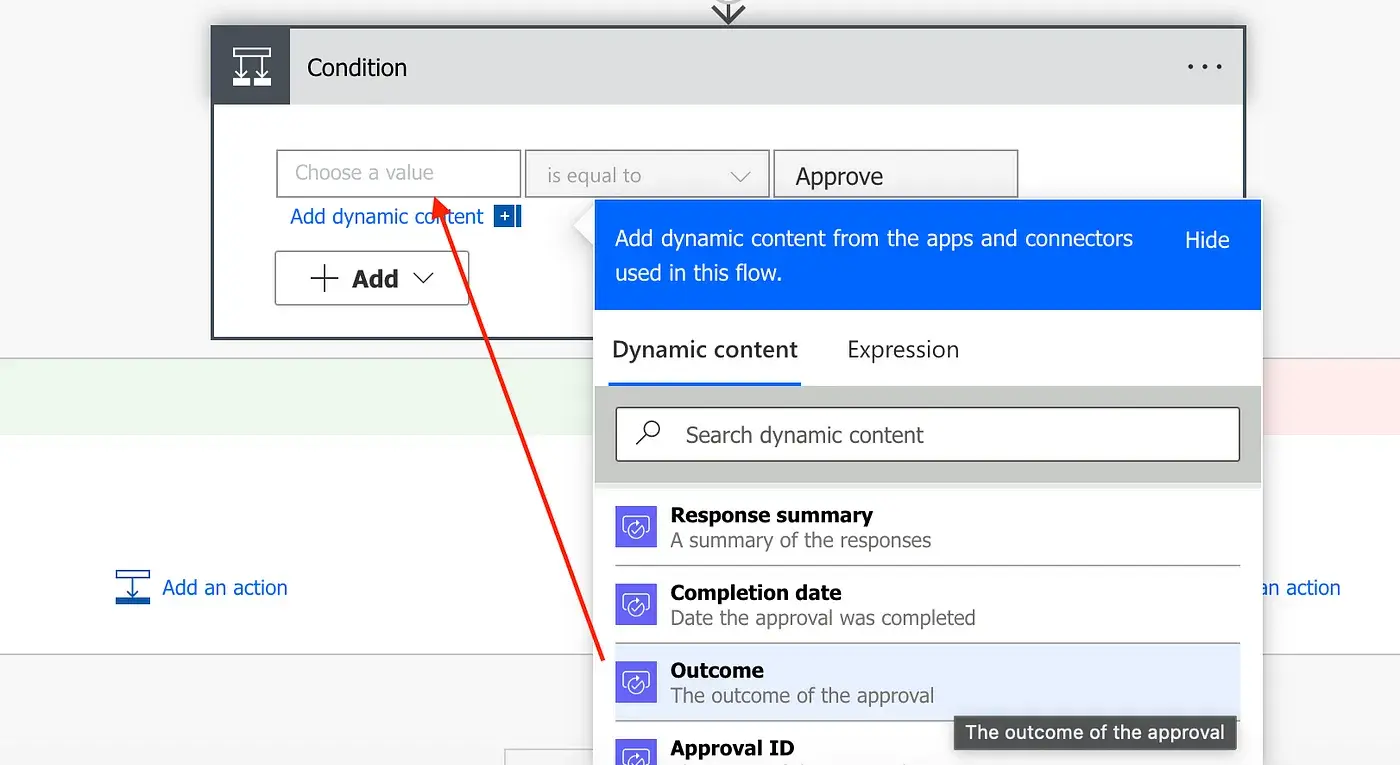 Check condition outcome process in Flow