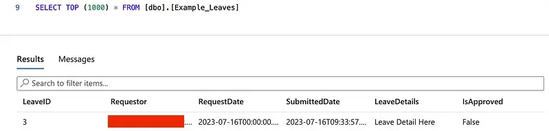 Select row in table on SQL Server